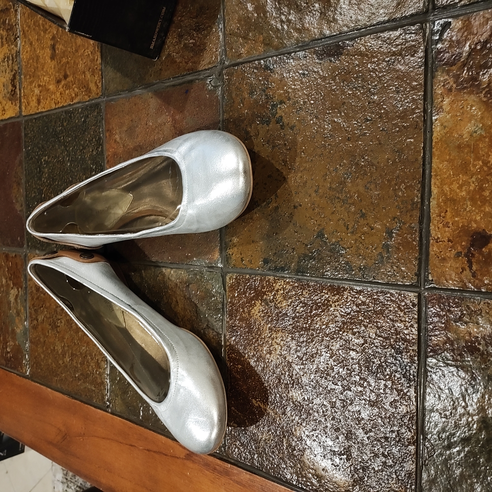 Silver Metallic Flats with Reflective Finish